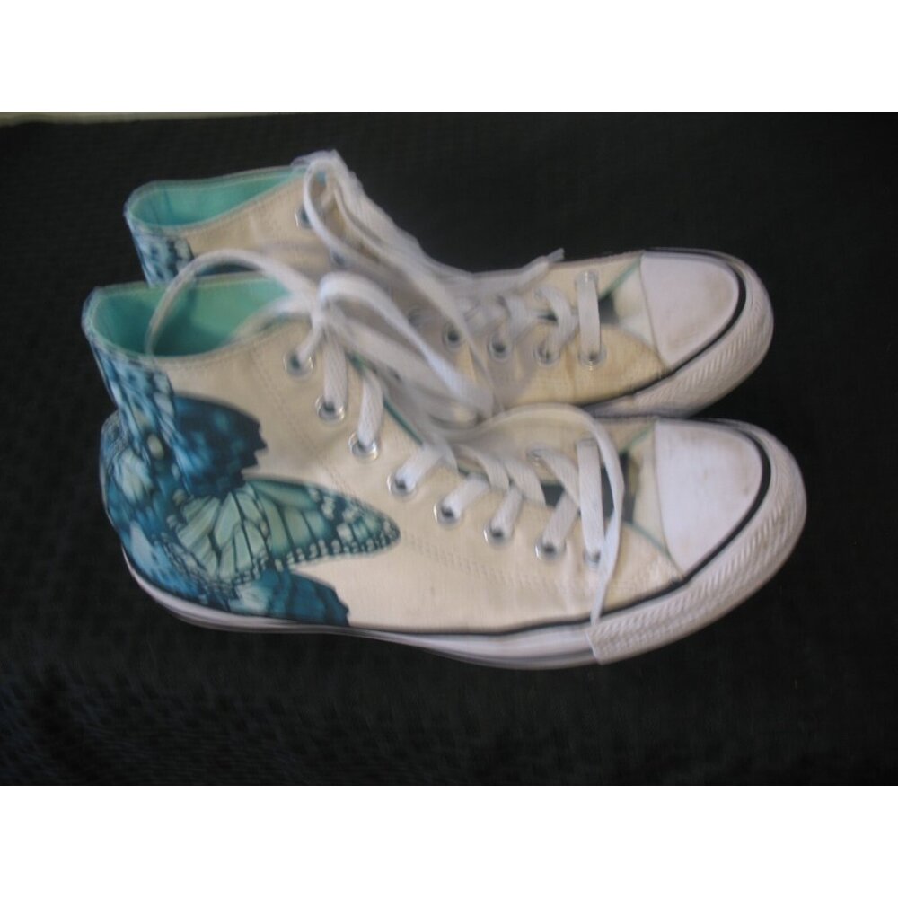Converse Unisex Chuck Taylor All Star Hi Top Sz 9W7M Turquoise Butterfly Print